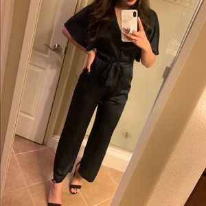 Satin angel sleeve jumpsuit